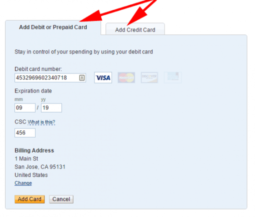 paypal credit card payment address