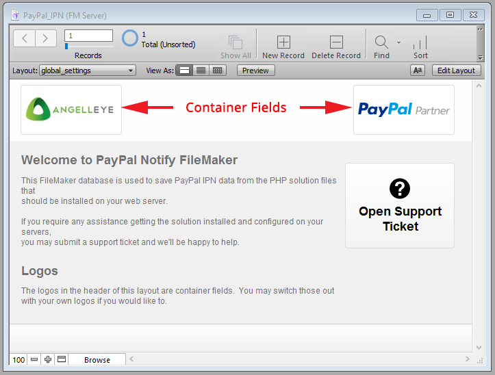 PayPal Notify FileMaker User Guide Global Settings