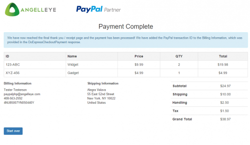 CodeIgniter PayPal Integration Express Checkout Payment Complete