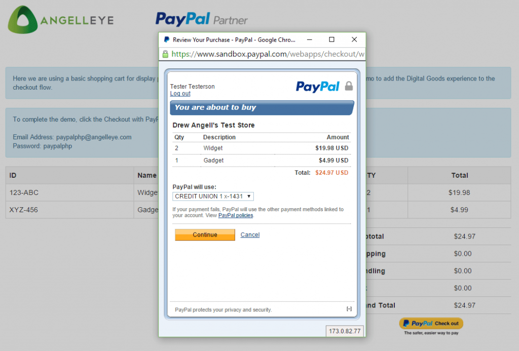 paypal express checkout integration php