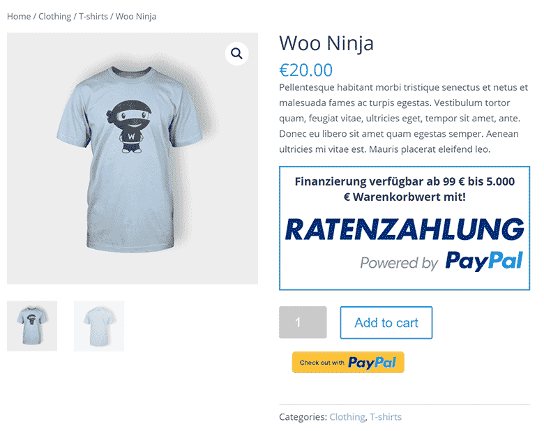 PayPal Ratenzahlung Product Page Upstream Presentment