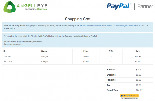 PayPal Express Checkout Digital Goods