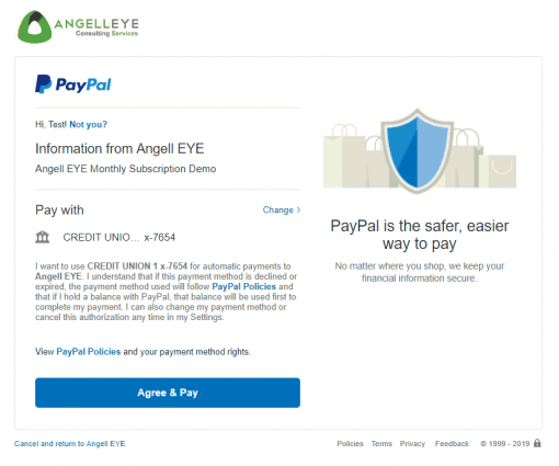 PayPal Express Checkout PHP Recurring Payments Demo Kit Agreement